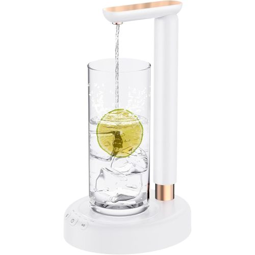 Desktop Water Bottle Dispenser, Nerveol 5 Gallon Water Dispenser Portable Electric Water Bottle Pump for Universal 1-5 Gallon Bottles Type-C Charging Water Jug Pump for Home Office Outdoor White