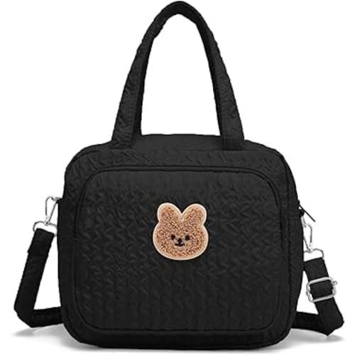 Small Diaper Bag Tote, Crossbody Diaper Bag Mini Purse with 8 Pockets, Travel Baby Bag for boys & Girls, 2 Insulated Pockets, Black