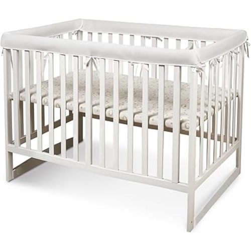 4Pcs Crib Rail Covers for Teething&Corner Guard Coverage Straps, Anti-Collision Strip Corner Cover (White)