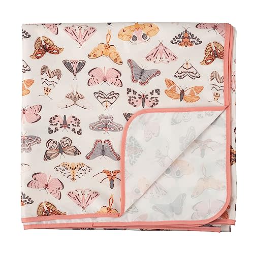 Tiny Twinkle Mess-Proof Splat Mats for Under high Chairs or Table Cover Art Projects for Baby and Toddler - Waterproof, Washable Floor or Table Splash mat 51" x 51" (Flutter)