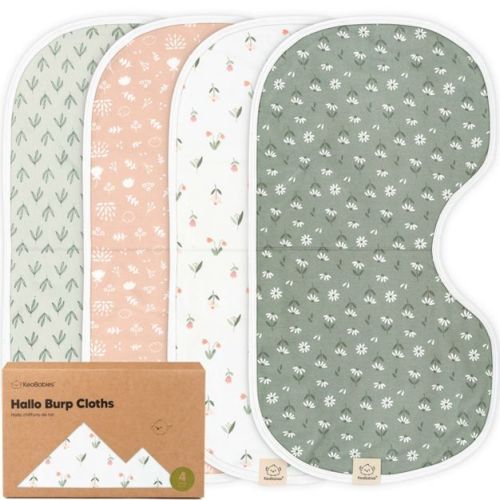 Keababies 4pk Hallo Baby Burp Cloths, Organic Cotton Burp Cloth For Girls, Boys, Soft & Absorbent Burping Cloths (palms)