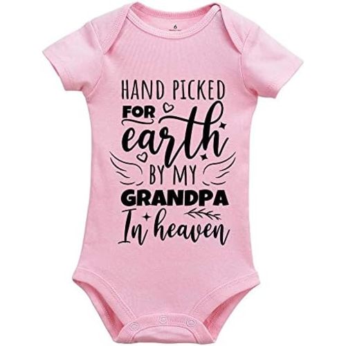 Hand Picked for Earth by My Grandpa in Heaven Unisex-Baby Short Sleeve Bodysuits