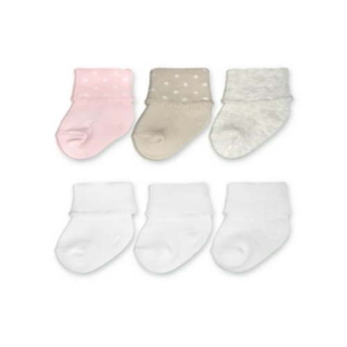 Carter's Child of Mine, Newborn Girl Folded Cuff Socks, 6 Pack, 0-6M
