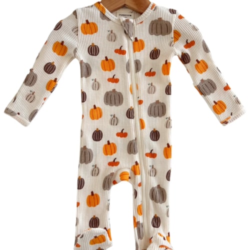 Organic Waffle Basic Zip Footie, Harvest Pumpkin – SpearmintLOVE