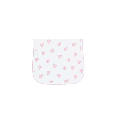 Pink Heart Print Burp Cloth