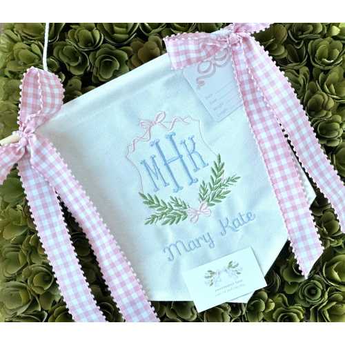 Custom Baby Banner with Plaid Gingham Bows Baby Banner, Welcome Banner, Hospital Door Sign, Baby Shower