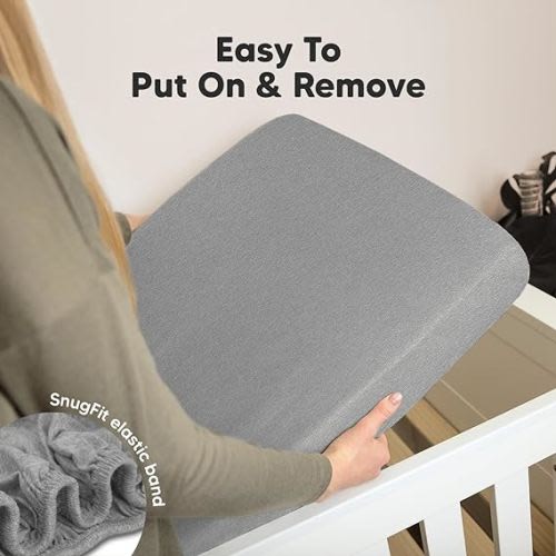 KeaBabies 2-Pack Organic Crib Sheets for Boys, Girls, Jersey Fitted Crib Sheet, Baby Crib Sheets Neutral, Cotton Breathable Crib Sheet, Cute Printed Crib Mattress Sheet, Baby Mattress Sheets (Storm)