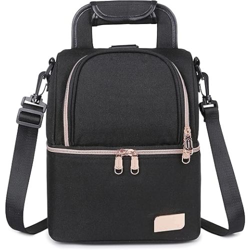 Meichoon Breast Milk Baby Bottle Cooler Bag Waterproof Baby Food Insulation Maternity Backpack Double Layer Fresh Keeping Travel Handbag for Nursing Mom Daycare UH12 Black