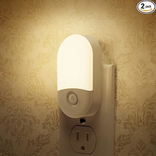 L LOHAS LED Night Lights Plug into Wall, [𝟐 Pack] LED Dimmable Night Light with Light Sensors, 30/60LM Adjustable Brightness Nightlights, Soft White 3000K Automatic Night Light for Kid, Hallway