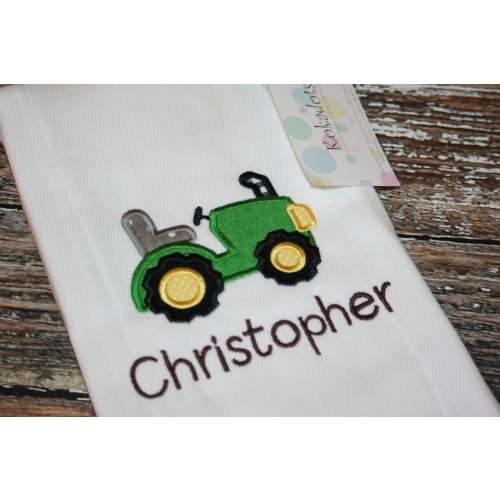 Personalized Burp Cloth, Tractor Burp Cloth, Farm Burp Cloth, Appliqued and Monogrammed Burp Cloth, Baby Boy Burp Cloth