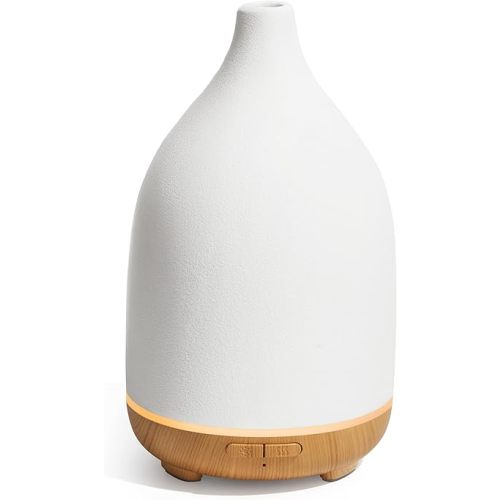 InnoGear Oil Diffuser, 150ML Ceramic Diffuser for Essential Oils Handcrafted Aromatherapy Diffuser Ultrasonic Cool Mist Humidifier with 2 Mist Modes Waterless Auto Off for Room Office, White