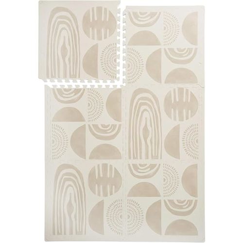 Premium Exercise & Baby Foam Play Mats - Stylish & Large Non-Toxic Odorless Floor Mat - 6 Tiles - Spacious 6ft x 4ft - Peel-Resistant Reinforced Ver.- Soft Thick, Waterproof - Desert Sand