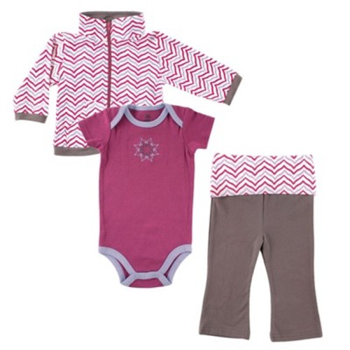 Yoga Sprout Baby and Toddler Girl Cotton Hoodie, Bodysuit or Tee Top, and Pant, Lotus Baby, 9-12 Months