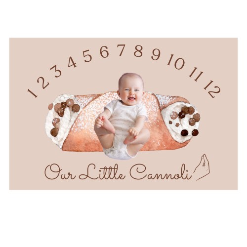Italian Milestone Blanket, Our Little Cannoli, Velveteen Plush Blanket for Italian Baby Showers