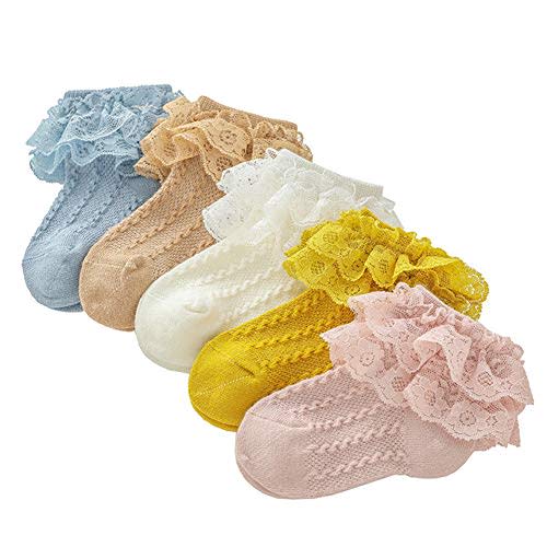 QandSweet Baby Girls' Eyelet Flower Socks Ankle Sock for Newborn Infant Toddlers Kids