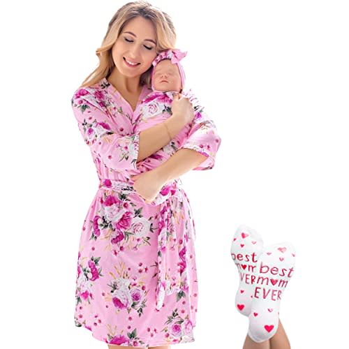 ECO BABY Mommy and Me Robe and Swaddle Set | Maternity Robe and Matching Baby Set for Girl, Boy | Hospital Labor and Delivery