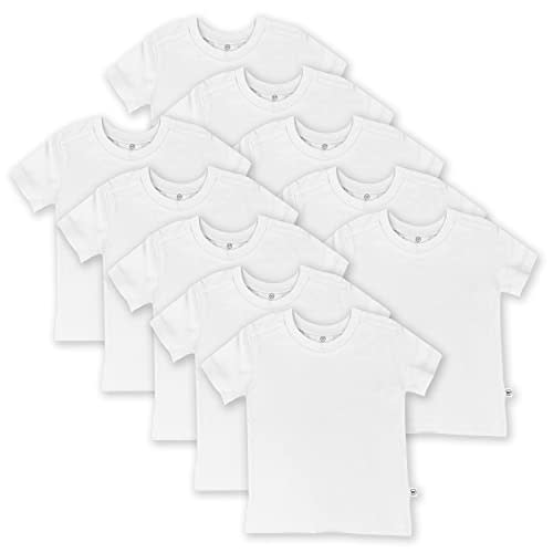 HonestBaby 10-Pack Short Sleeve T-shirts 100% Organic Cotton Baby, Toddler, Little Kids, Boys, Girls, Unisex