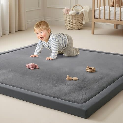 Baby Play Mat for Floor Playpen Mat 1.3" Thick Elasti-Foam Padded Cushioning Non-Slip Backing Safe Playroom Tatami-Style Nursery Mat for Tummy Time & Crawling for Babies Toddlers Infants