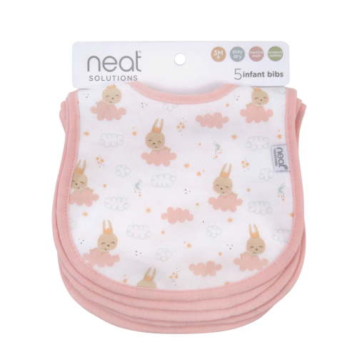 Neat Solutions 5 Pack Girl Infant Stay-Dry Bibs