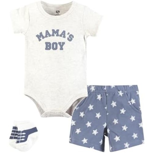 Hudson Baby Unisex Baby Bodysuit, Short and Sock, 3-Piece Set