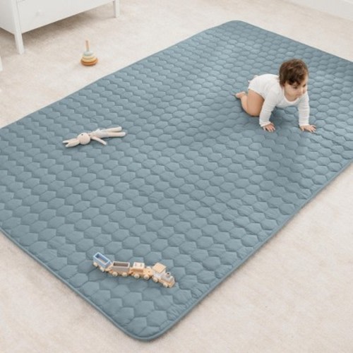 Premium Play Mat - Soft and Comfortable Kids & Toddler Play Mat with Non-Slip Bottom By Comfy Cubs - Pacific Blue, Rectangle, 60x96