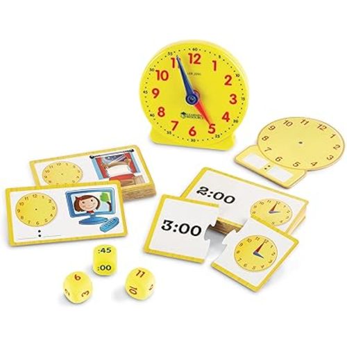 Learning Resources Time Activity Set - 41 Pieces, Ages 5+,Clock for Teaching Time, Telling Time, Homeschool Supplies, Montessori Clock