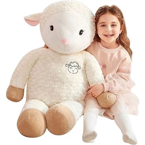 IKASA 30" Giant Sheep Stuffed Animal - Jumbo Soft Kawaii Plush Toy for Kids & Girlfriend (White)