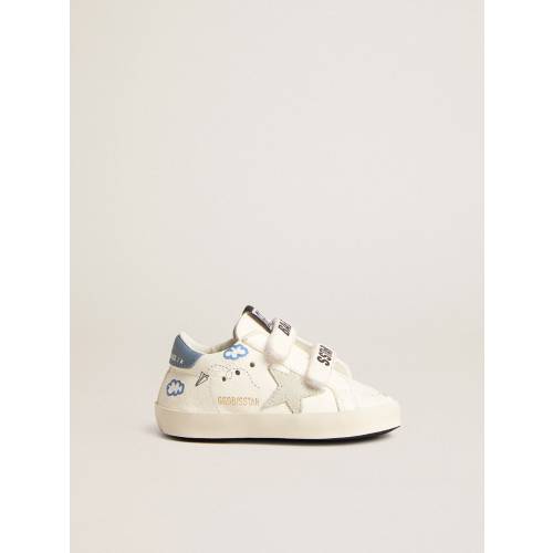 Baby Old School with suede star and light blue leather heel tab