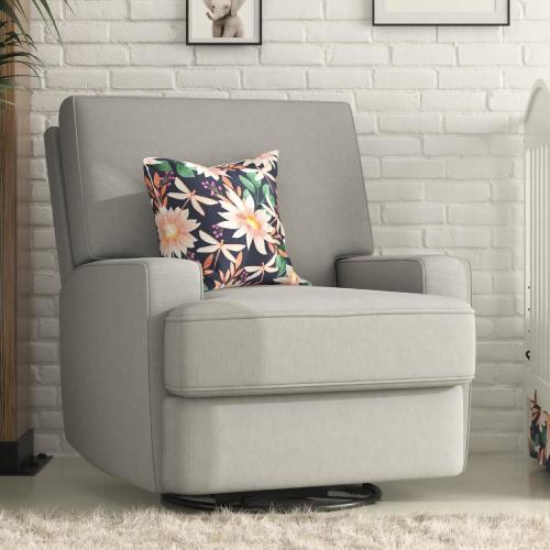 Baby Relax Rylan 4-in-1 Swivel Glider Rocker Recliner Chair, Gray Velvet