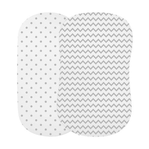 Ely's & Co. Baby Fitted Bassinet Sheet 100% Combed Jersey Cotton Grey Chevron and Polka Dot