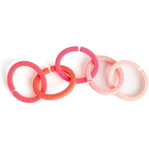 Bella Tunno Happy Links - Baby Montessori Silicone Links and Soft Silicone Baby Toys, Developmental Toys for Playing, Teething, Gross Motor Skills, Color Recognition and More, Girl Ombre
