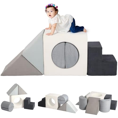 Asweets Baby Foam Climbing Blocks for Toddlers 1-3 Soft Play Set Indoor Climbing Toys Perfect Climbing Mats for Kids Multipurpose 6 PCS Foam Climber