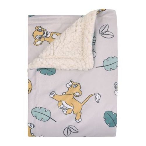 Disney Lion King Ivory, Teal, Sage And Gold Simba Future King Super Soft Cuddly Plush Baby Blanket