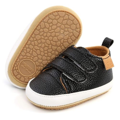 SOFMUO Baby Boys Girls High Top Ankle PU Leather Sneakers Soft Rubber Sole Infant Moccasins Newborn Oxford Loafers Anti-Slip Toddler Wedding Uniform Dress Shoes