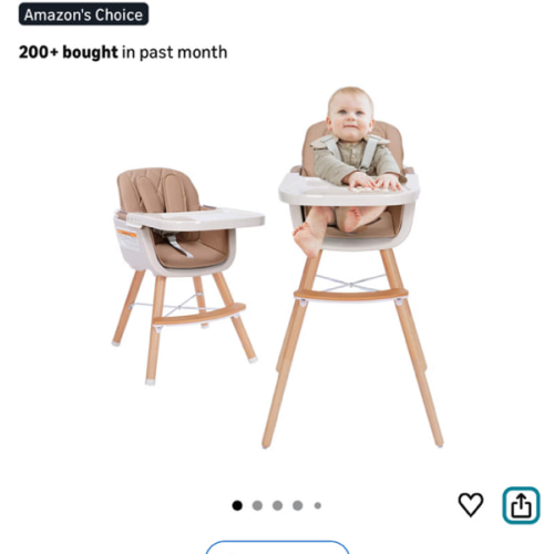 Mallify 3-in-1 Convertible Wooden High Chair, High Chairs for Babies and Toddlers, Baby High Chair with Adjustable Legs & Dishwasher Safe Tray, Made of Sleek Hardwood & Premium Leatherette, Brown