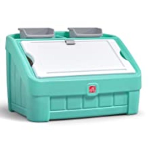 Step2 2-in-1 Toy Box & Art Lid | Plastic Toy & Art Storage Container, Mint