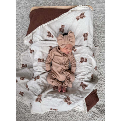 Muslin Crinkle Organic Lace Blanket | Teddies & Chocolate – Little and Fern