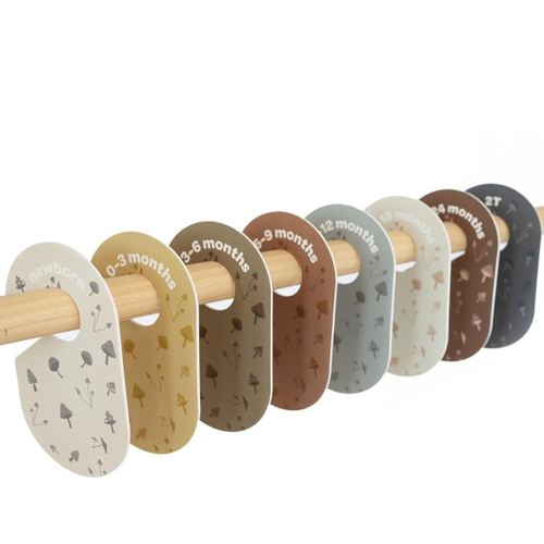 3 Sprouts Baby Closet Dividers Set of 8 - Clothes Organizer Toddler Hanger, Double-Sided Size Labels - Nursery Organization for Newborn Clothing, Infant to 2T Boy & Girl - Mushroom
