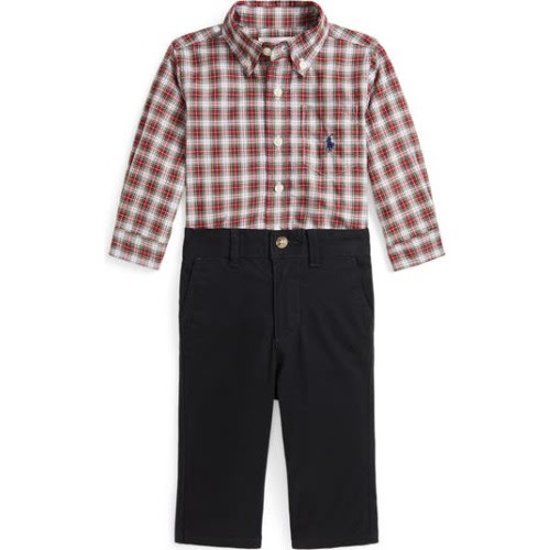 Plaid Button-Up Shirt & Pants Set, 24M