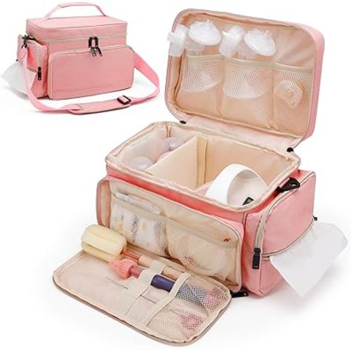 Breast Pump Bag for Spectra S1 and S2, Pumping Bag with Waterproof Mat for Pump Accessories, Pump Bag for Work, Travel and Family Use