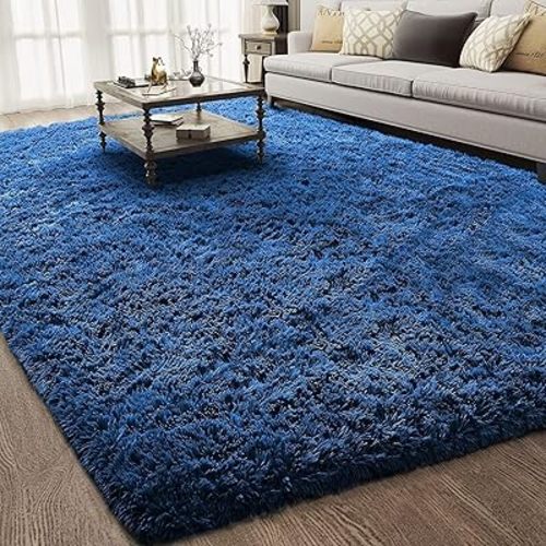 Ophanie 6x9 Rugs for Living Room, Blue, Large Fluffy Carpet, Fuzzy Plush Navy Shag Comfy Soft, Non-Slip Indoor Floor,for Kids Boys Girls Dorm, Bedroom, Playroom, Home Decor Aesthetic