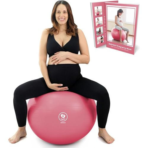 BABYGO Birthing Ball - Pregnancy Yoga Labor & Exercise Ball & Book Set Trimester Targeting, Maternity Physio, Birth & Recovery Plan Included Anti Burst Eco Friendly - Pink