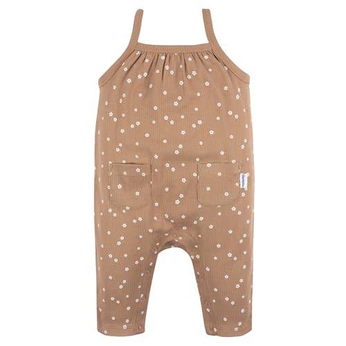 Gerber Baby Girls Sleeveless Cotton Long-Leg Romper Jumpsuit