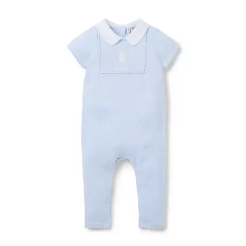 Newborn Light Blue Baby Embroidered Bunny One-Piece by Janie and Jack