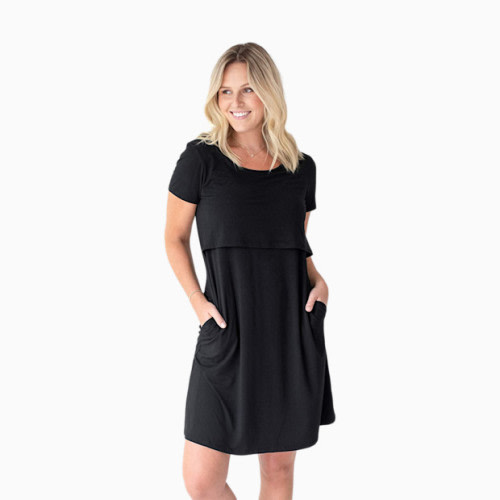 Kindred Bravely Eleanora Maternity and Nursing Lounge Dress - Black, Small