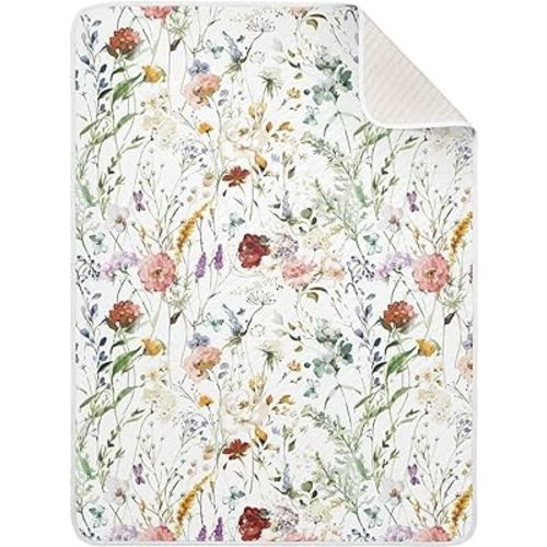 Baby Blankets for Boys Girls Watercolor Wildflower Super Soft Warm Cozy Crib Blanket Double Layer Versatility Newborn Receiving Blanket, 30 x 40 Inch