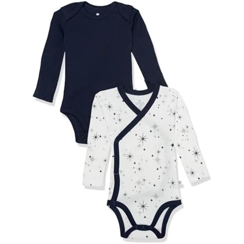HonestBaby Baby Long Sleeve One-Piece 100% Organic Cotton Bodysuits, Multipack