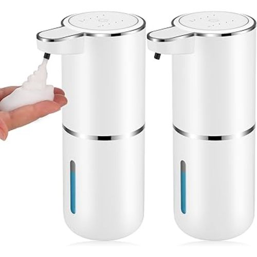 2 Pack Automatic Soap Dispensers,12.8oz/380ml USB Touchless Automatic Foaming Soap Dispenser,Rechargeabled Wall Mounted Smart Soap Dispenser for Bathroom Kitchen Dish Soap