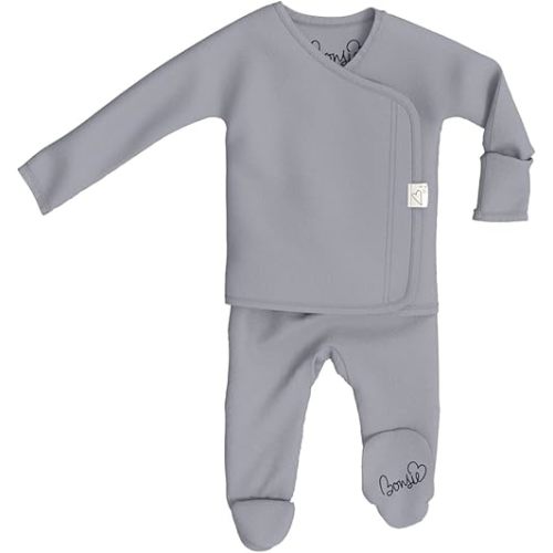 Bonsie Skin to Skin Babywear Footie - Gray Baby Footed Bodysuit - Fog
