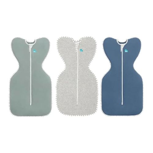 Love to Dream Swaddle UP Original 1.0 TOG Baby Sleep Sack 3-Pack – Medium 13-19 lbs, Gray, Denim & Deep Olive, Arms-Up Self-Soothing Swaddles